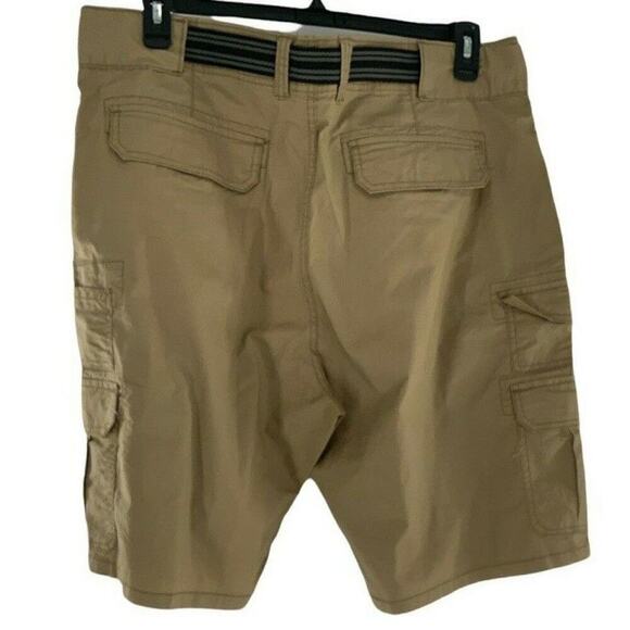 Iron Co Shorts Men's Size 38 Attached Belt Summer Pockets Zipper Twill Cargo - Picture 4 of 6